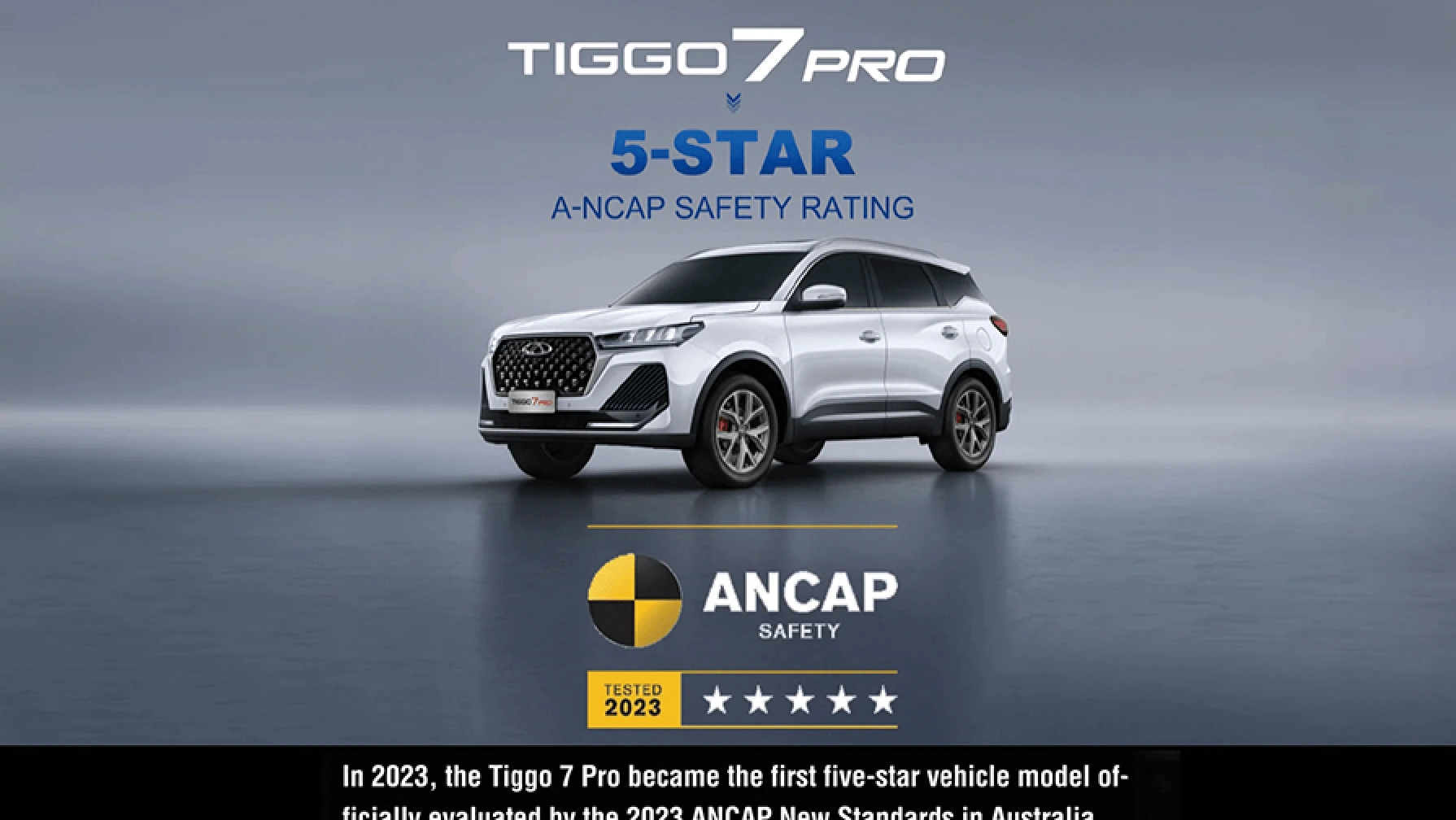 Chery Tiggo 7 Pro erhält 5-Sterne ANCAP Sicherheitsbewertung 2023 - erstes Fünf-Sterne-Fahrzeugmodell nach neuen australischen Standards